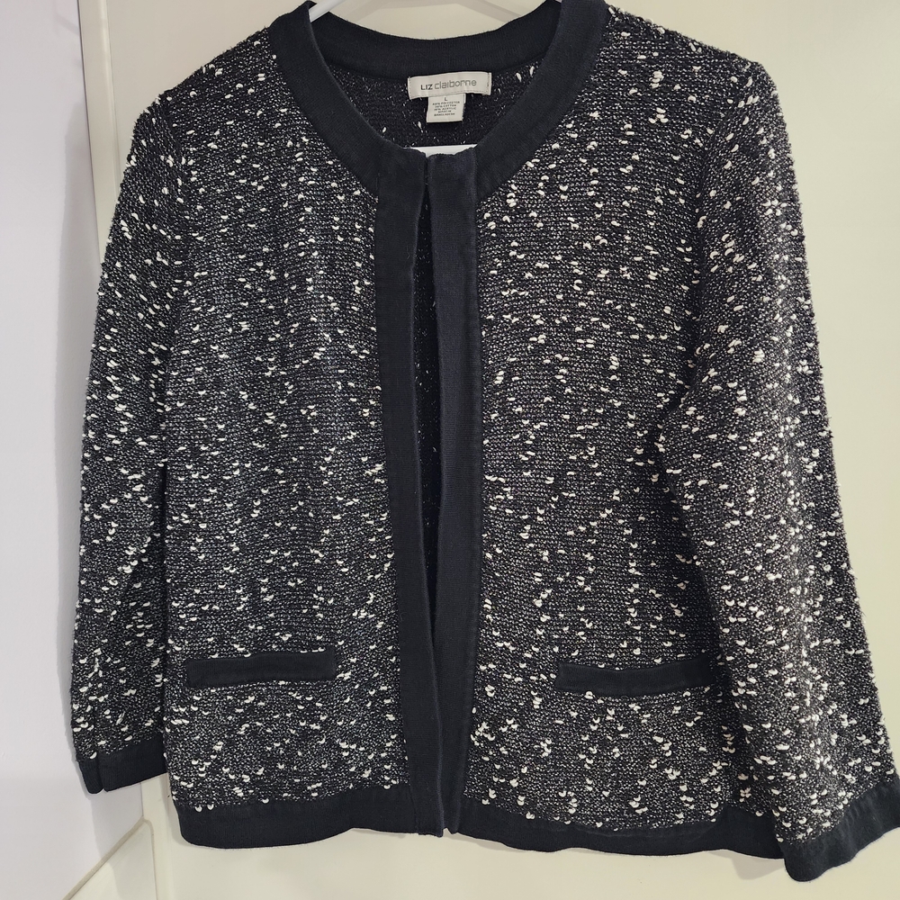 Liz Claiborne Black and White Textured Blazer